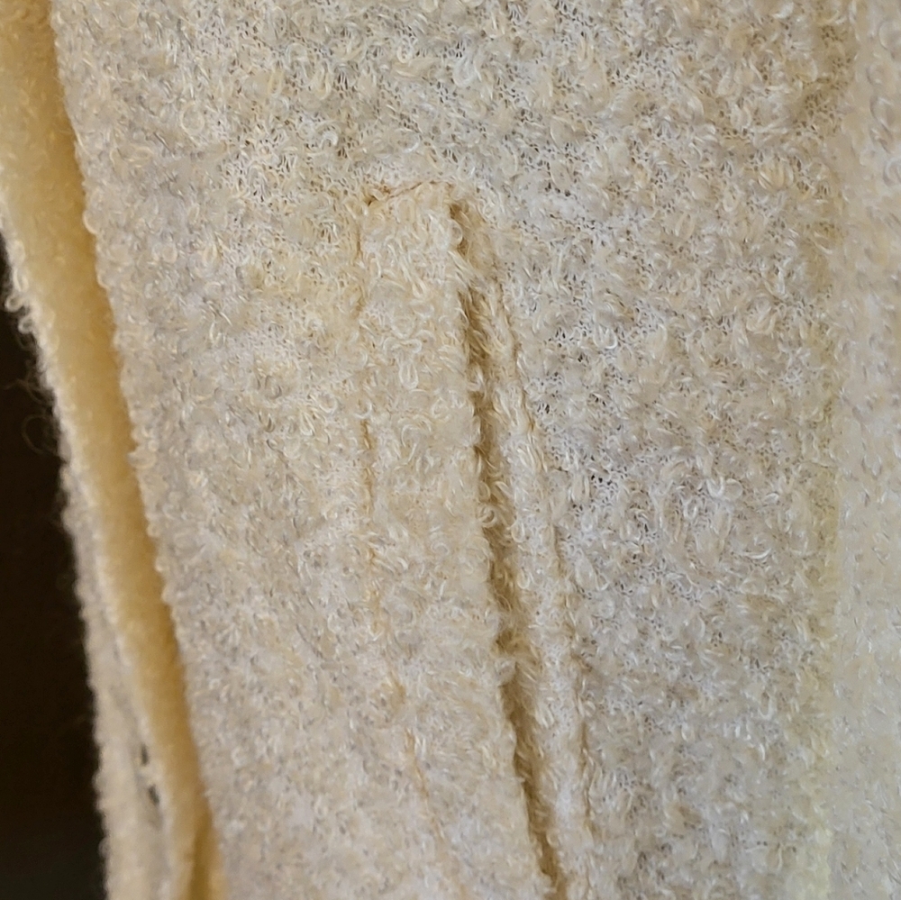 1950s Ivory Wool Boucle Swing Coat Faux Fur Collar Medium - Picture 6 of 12